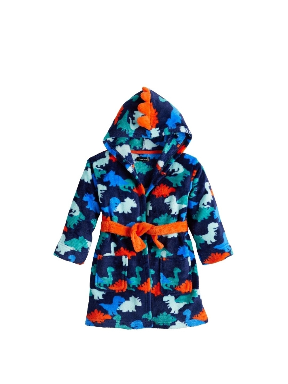 Cuddl Duds Navy Dino Hooded Robe with Orange Belt